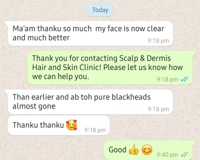 Patient feedback for blackheads treatment